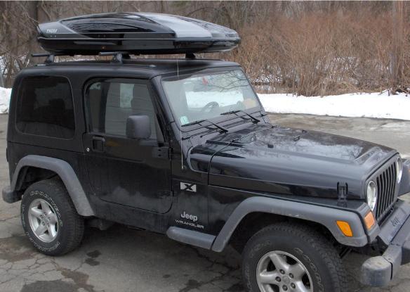 2005 Jeep Wrangler Rack – Custom Yakima Track/Control Tower System with  Thule Boxter Cargo Box | Rack Attack Boston's Blog